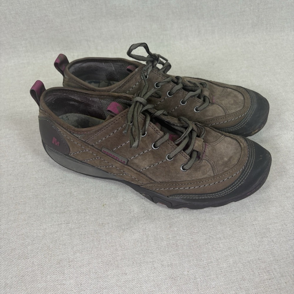 MERRELL STONE WOMEN'S MIMOSA LEATHER LACE UP HIKING SHOES J55848 Size 8